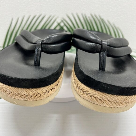Vince Black Leather Open Round Toe Espadrille Platform Sandals Size 9.5M NWOB - Picture 3 of 10